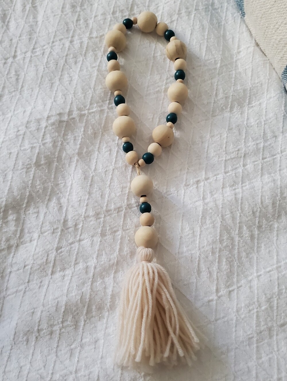 Wooden Beaded Macrame Stationary Candle Accessory Without The Candle - Picture 4 of 5
